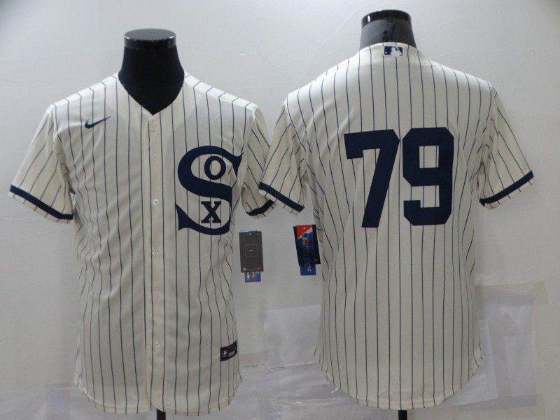 Men Chicago White Sox #79 No Name Cream stripe Dream version Elite Nike 2021 MLB Jersey